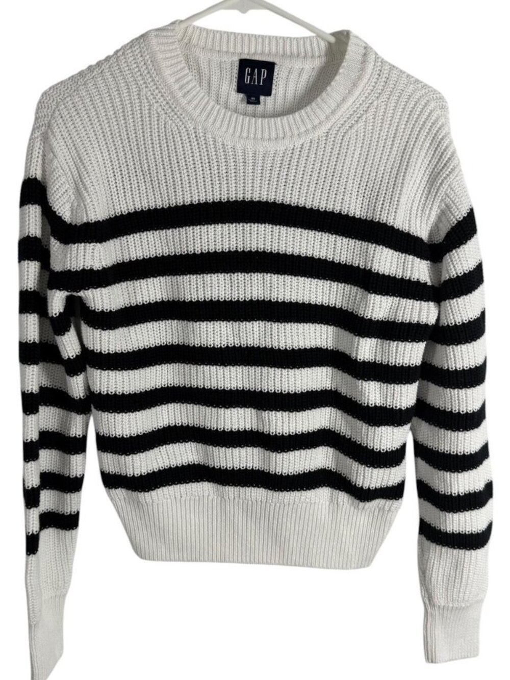 Gap Navy Striped 100% Cotton Knit Sweater, Size XS